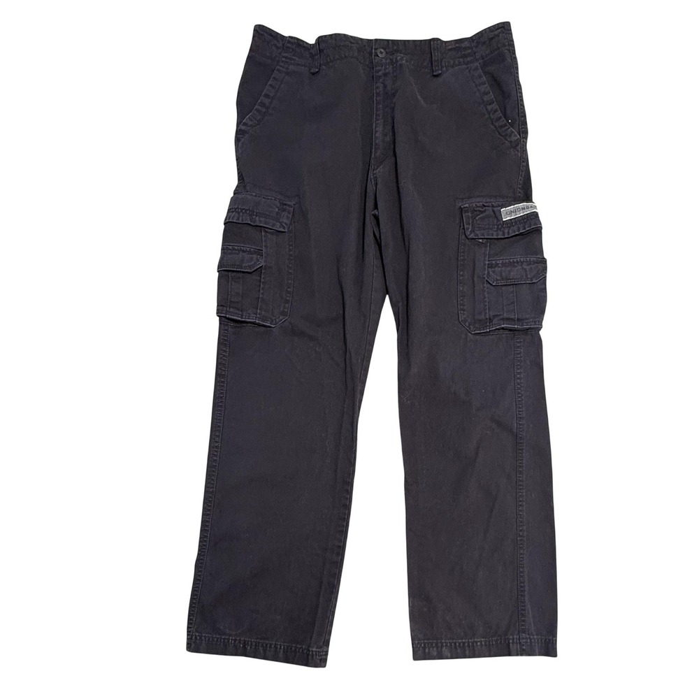 Unionbay Pants Mens 38x34 Black Cargo Canvas Relaxed Fit Utility Workwear Casual